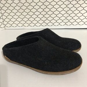Glerups Black Felt Slip-On Mule Slippers - Size 42